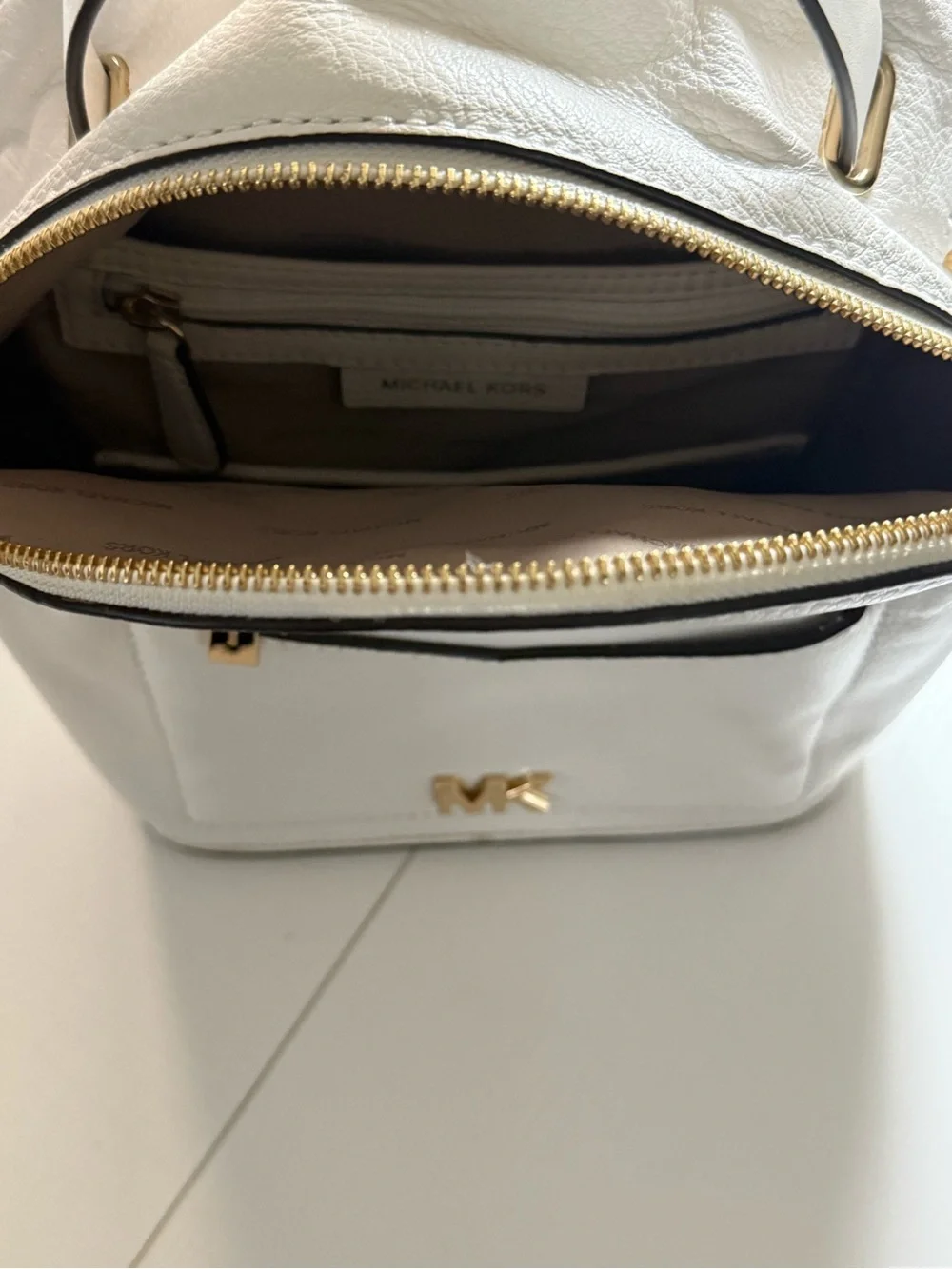 Michael Kors White Leather Mini Backpack